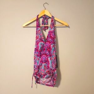NWT Aqua Couture Multicolored Tankini Bathing Suit Top with V-neck Size Small